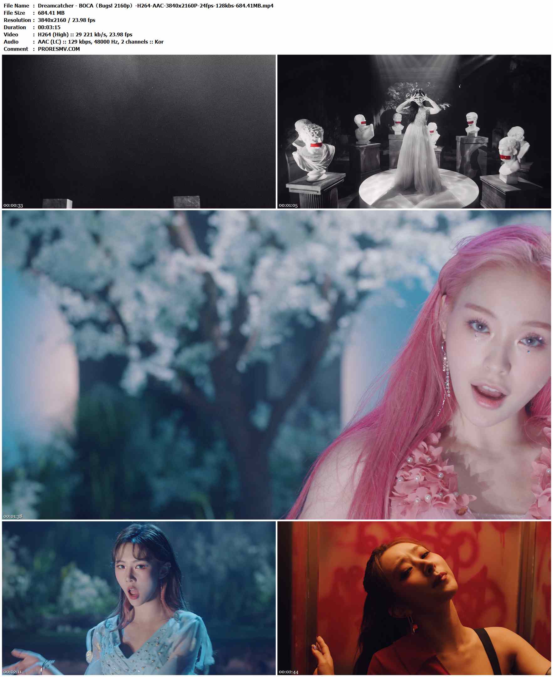 Dreamcatcher - BOCA（Bugs! 2160p）-H264-AAC-3840x2160P-24fps-128kbs-684.41MB官方MV_高清MV